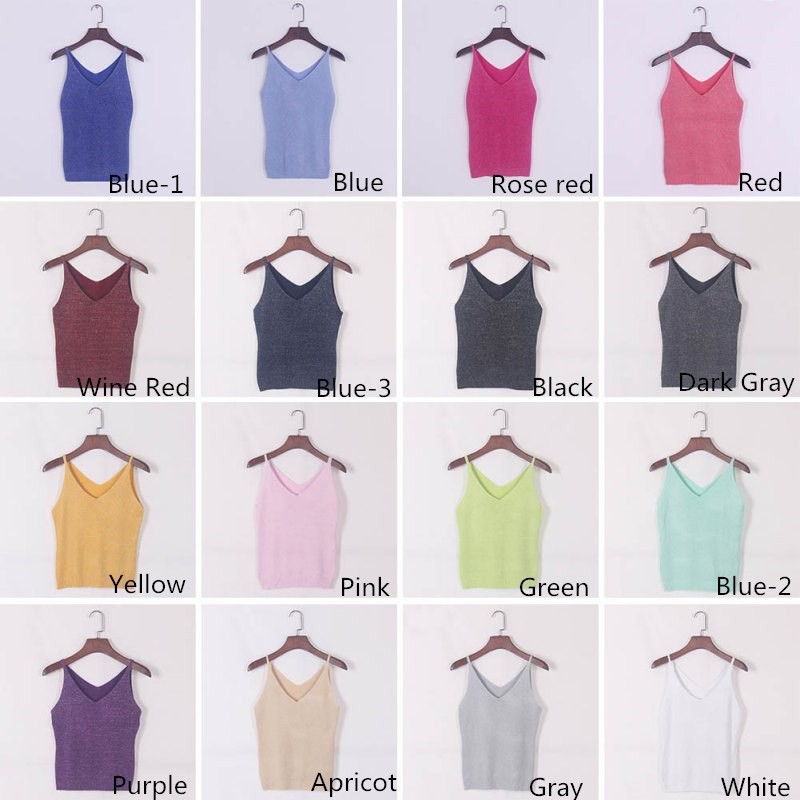 Áo thun nữ không tay cổ V thiết kế dáng suông phối màu giản dị thanh lịch