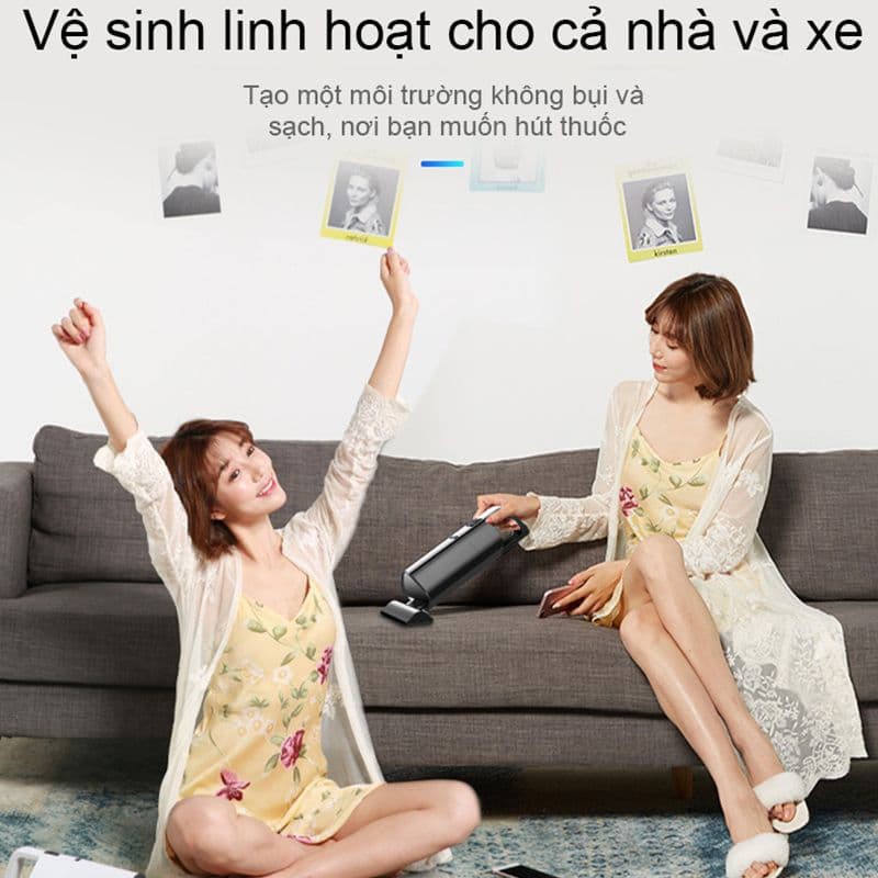 Máy hút bụi cầm tay không dây loại sạc pin mini gia đình ô tô VUÔNG 120W Aikesi AKS-8001C - Hút mạnh vô đối