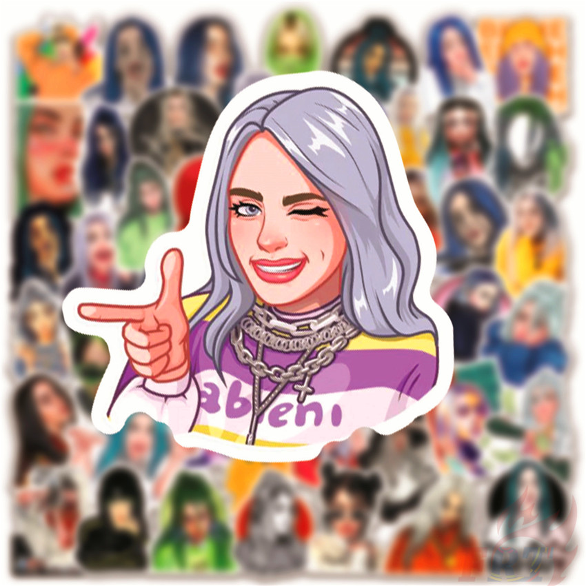 ❉ Billie Eilish Series 07 - Pop Singer Superstar Stickers ❉ 50Pcs/Set DIY Fashion Mixed Doodle Decals Stickers