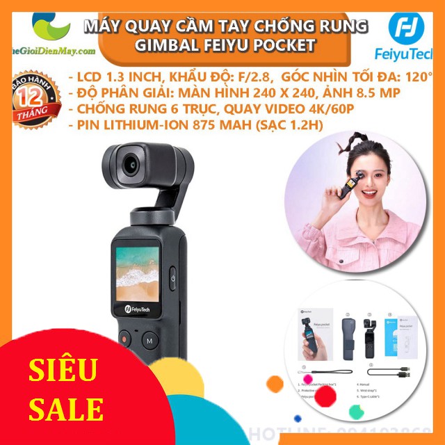 [SiêuRẻ] Máy quay cầm tay chống rung Gimbal Feiyu Pocket - Bảo hành 12 tháng - Shop Thế Giới Điện Máy .