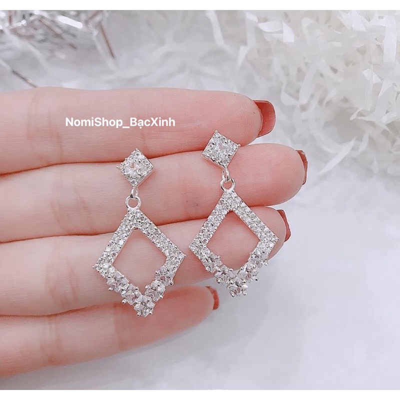 Bông tai bạc thời trang, sang chảnh cuốn hút hàng thiết kế đẹp không tì vết Mainomi Shop Bạc Xinh
