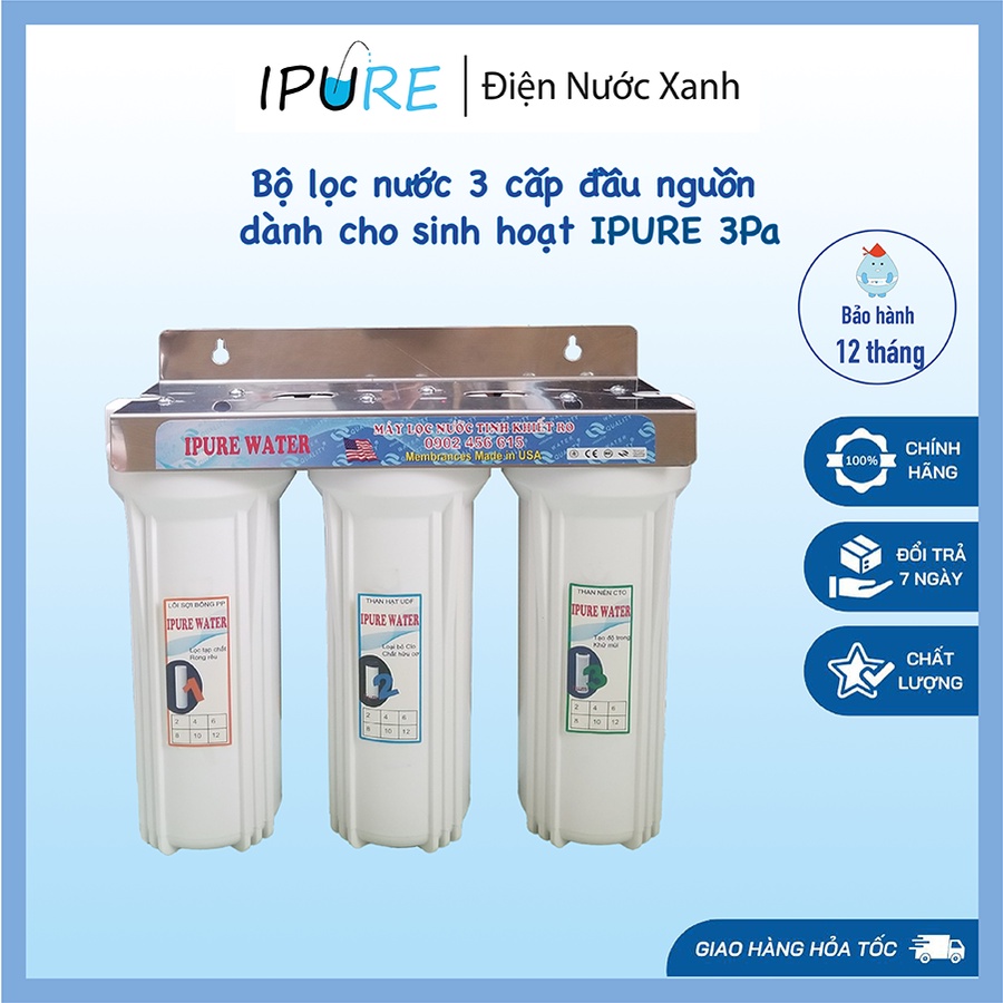 Bộ Lọc Nước Sinh Hoạt 3 Cấp DNX IPURE 10 inch Răng Trong Phi 21