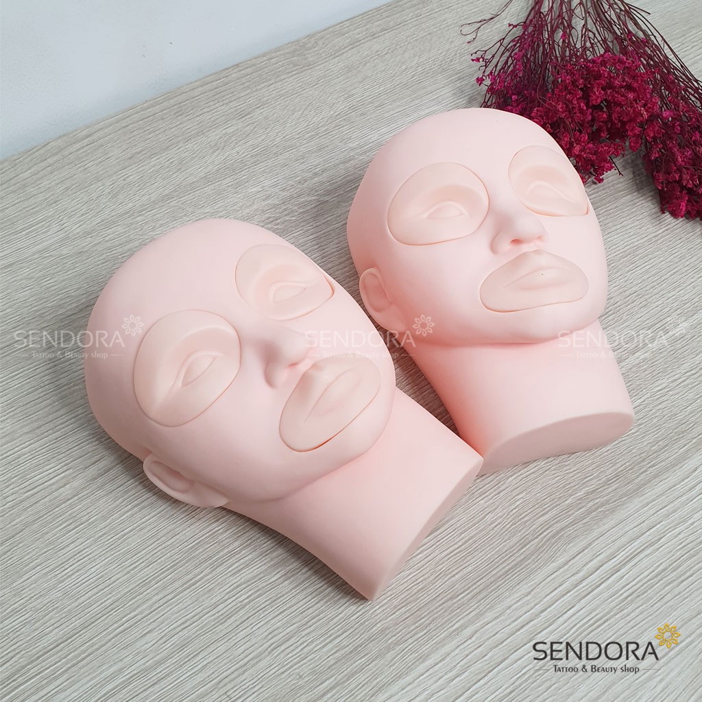 Đầu manocanh silicon mềm học phun xăm, nối mi, massage