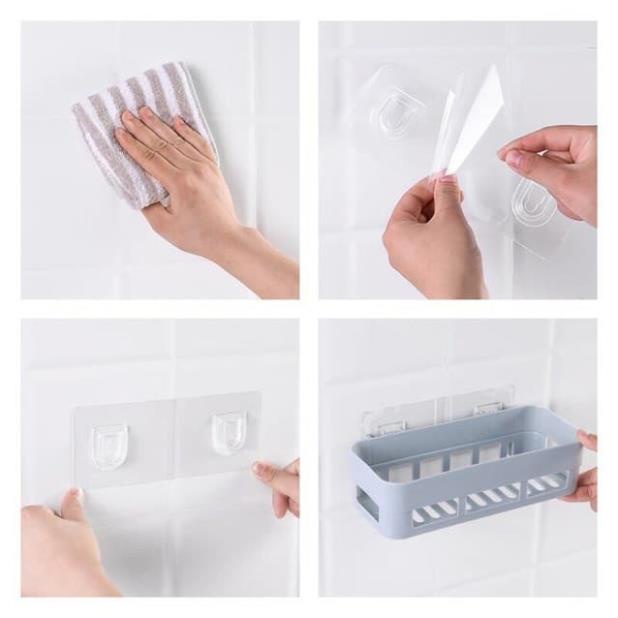 Kệ chữ nhật nhựa dán tường kèm miếng dán siêu chắc ( tuyển khách sỉ)