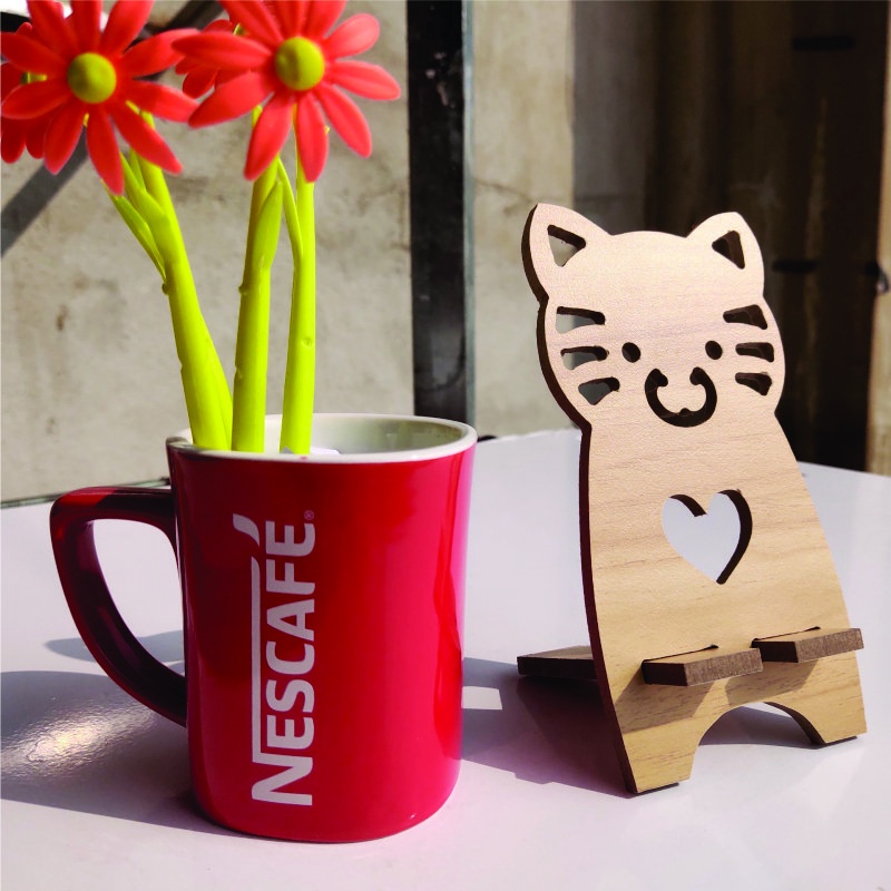 Kệ Để Điện Thoại Máy Tính Bảng Thông Minh Dễ Thương Hình Con Mèo Kích Thước 16cmx8cm