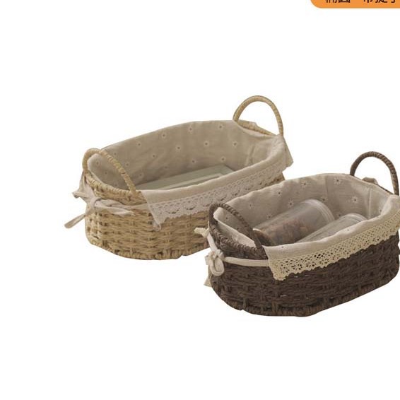 Giỏ mây có tay cầm lót vải ren hoa vintage ( Rổ đi picnic xinh xắn decor chụp ảnh ) | BigBuy360 - bigbuy360.vn