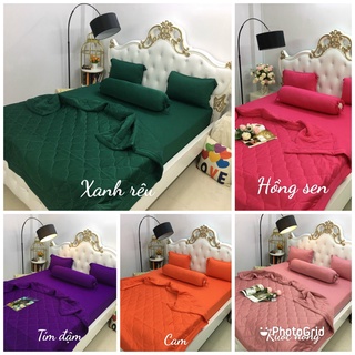 Bộ chăn ga gối 5 món thun lạnh hàn quốc màu trơn xưởng hồng nhung hn190