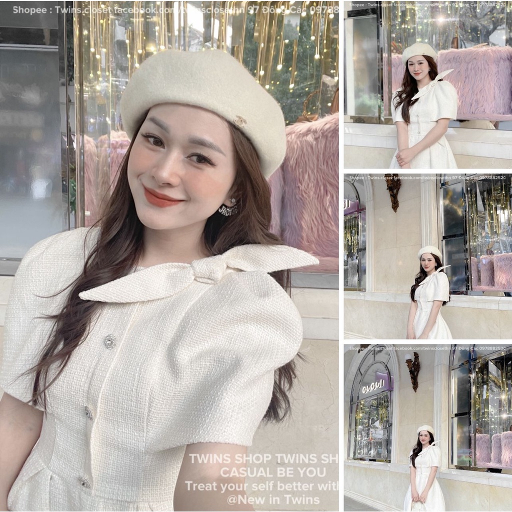 Váy dạ tweed tiểu thư vintage sang chảnh chất dạ tex cao cấp (𝐺𝑢𝑐ℎ𝑦 𝑣𝑖𝑛𝑡𝑎𝑔𝑒 𝑤ℎ𝑖𝑡𝑒 𝑑𝑟𝑒𝑠𝑠 )