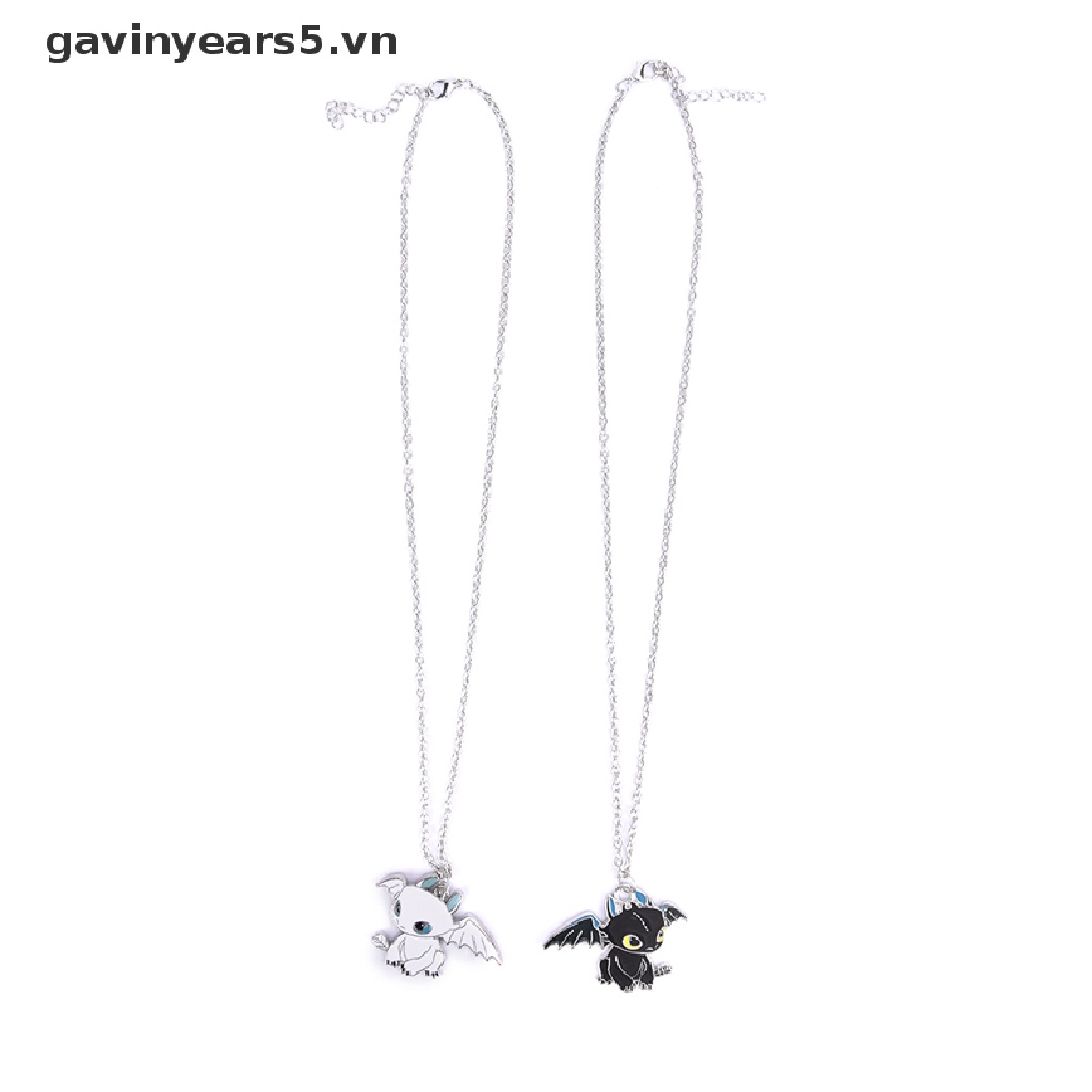 [gavin] Mặt Vòng cổ Đôi Hình Rồng Bay Màu Trắng Đen Dễ Thương