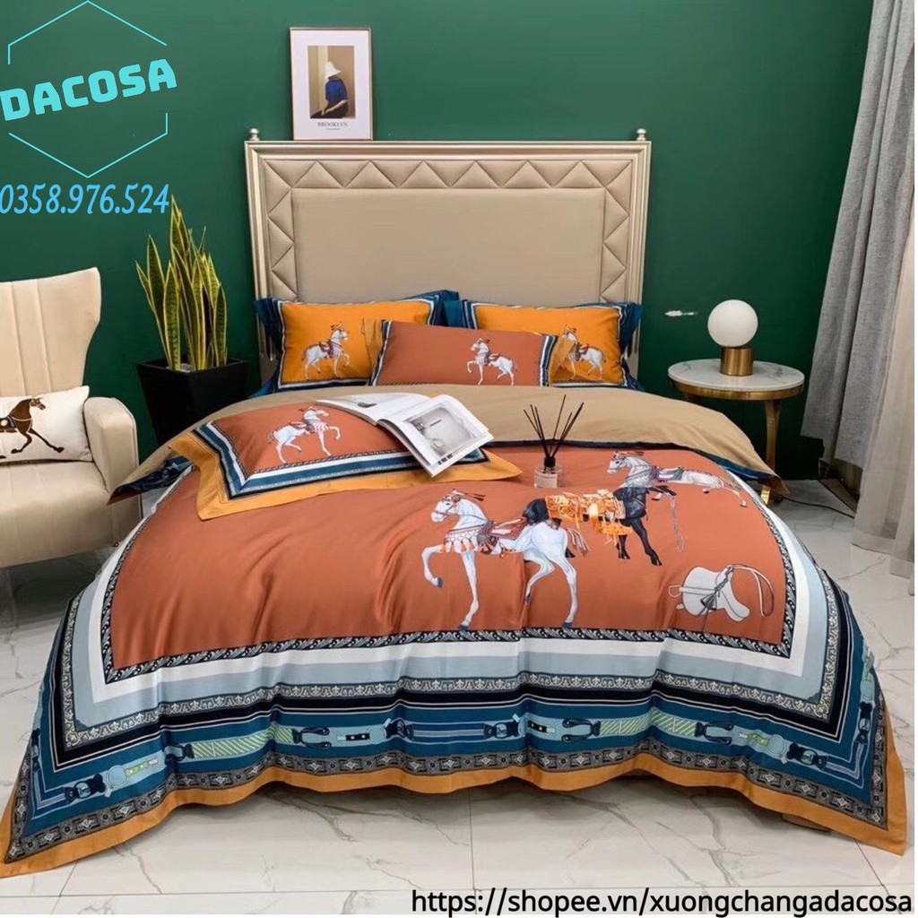 Set Chăn Ga Gối Lụa Tencel 100s Cao Cấp Siêu Mát Đế Vương Nhập Khẩu Nguyên Bộ- Dacosa