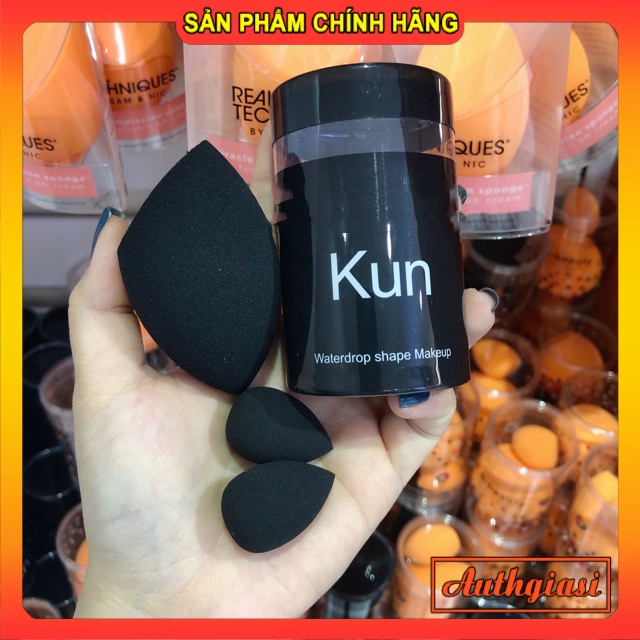 Set Bông mút tán kem nền Kun Đen Và Nâu siêu mịn bám phấn chuyên dùng cho makeup