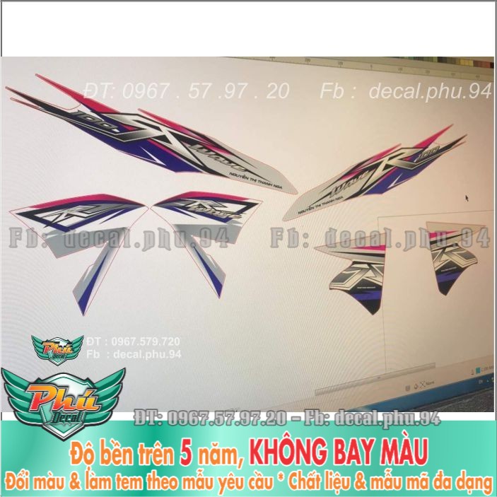 Tem rời Wave A Tím hồng , xe trắng (X) -1