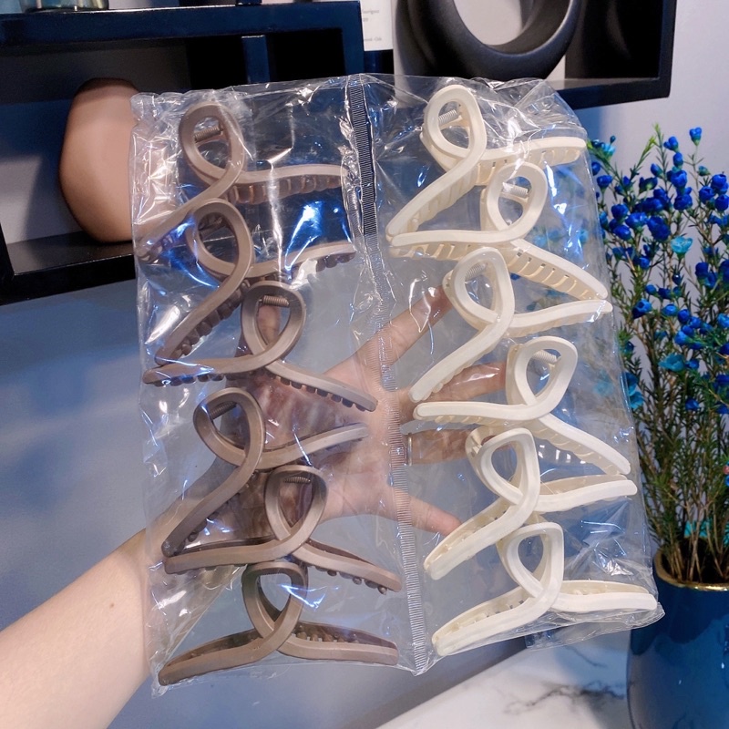 Kẹp tóc càng cua chéo màu trà sữa siêu hot phong cách hàn quốc