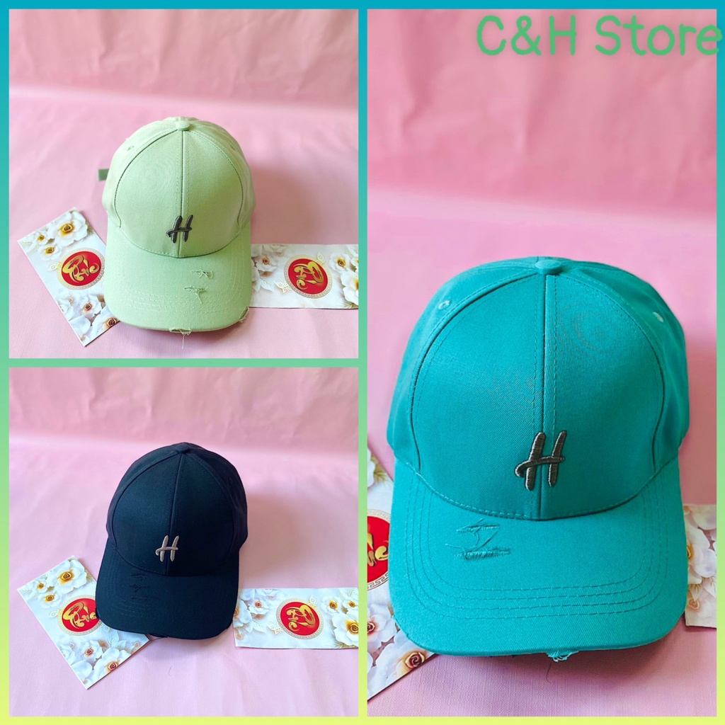 Mũ lưỡi trai nam nữ, nón kết lưỡi trai thêu chữ H form unisex phong cách Ulzzang Hàn Quốc cá tính năng động NCH25