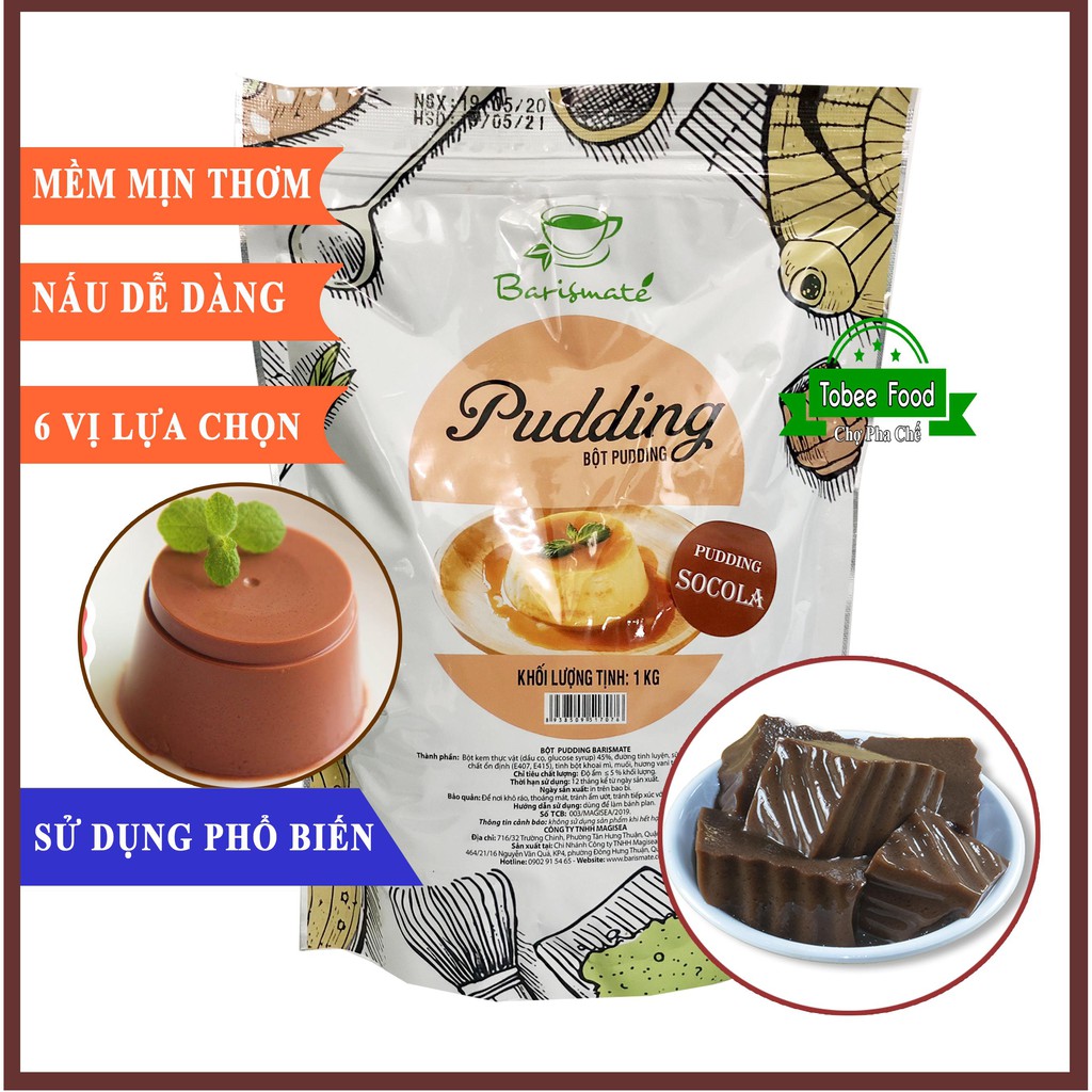 Bột Làm Pudding Barismate 100g (Gồm Các Vị: Trứng, Matcha, Socola, Khoai Môn, Xoài, Dưa Lưới)