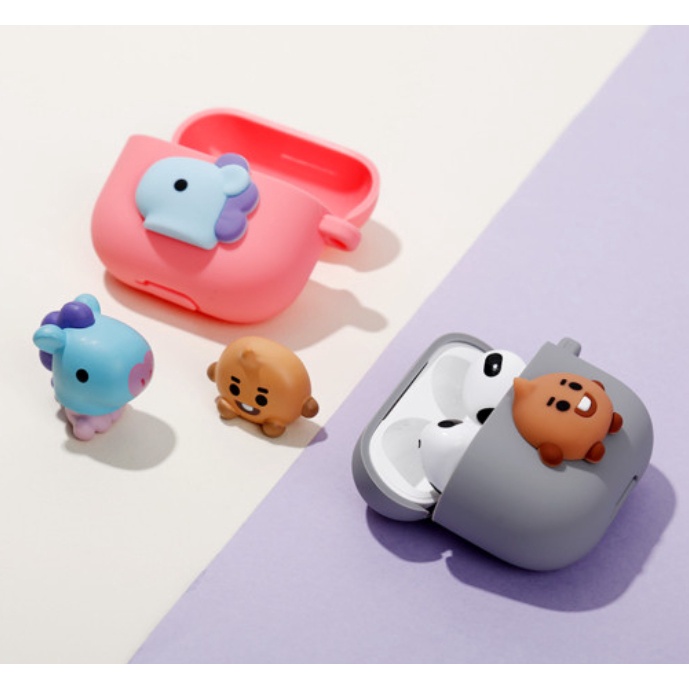 Vỏ Bảo Vệ Hộp Sạc Tai Nghe AirPods 3 / 3 Bằng Silicon Họa Tiết Hoạt Hình BT21 Màu Pastel Dễ