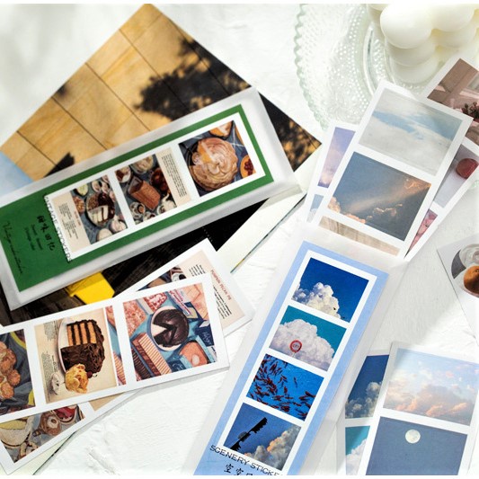 Set 20 sticker tranh vẽ bánh retro , tranh cartoon dùng để trang trí bullet journal