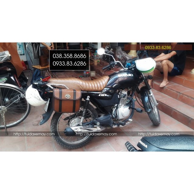 Túi da xe máy GD110 Mẫu Vuông Khóa Xoay 2 Dây Trang Trí