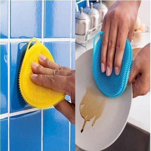 miếng rửa silicon đa năng, miếng rửa có nhiều gai silicon hình tròn giúp làm sạch bát đĩa