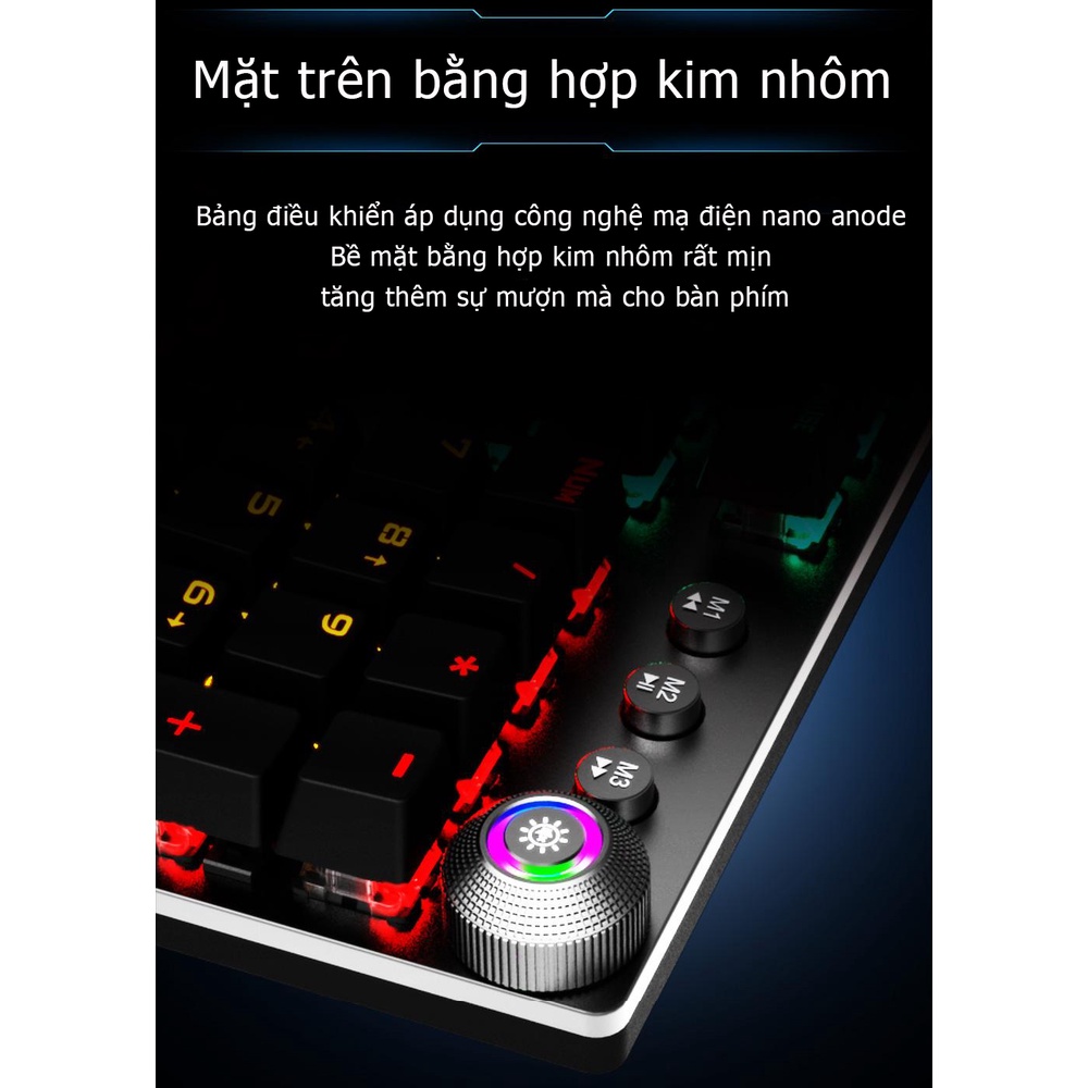 [Mã ELHAMS5 giảm 6% đơn 300K] Bàn phím cơ gaming có dây trục xanh full size F2088