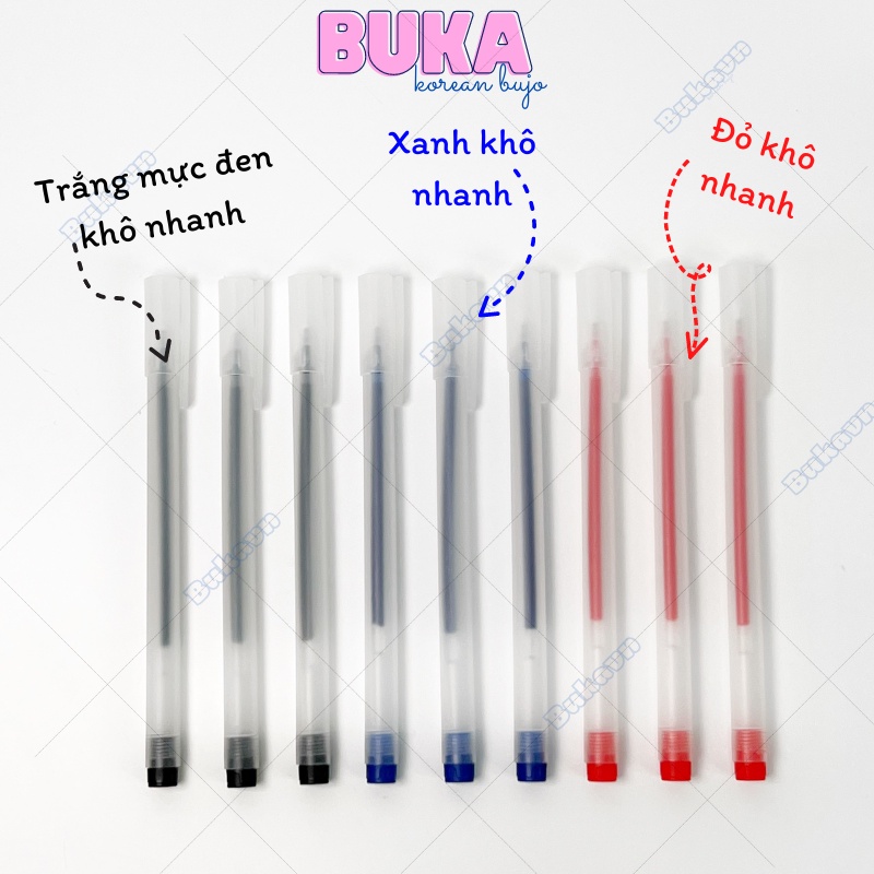 Bút gel Buka bút gel đen resun bút bi nước đen xanh đỏ mực khô nhanh ngòi 0,5mm combo 20-100 chiếc