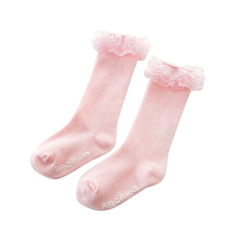 Vớ Cotton Dài Qua Gối Mềm Mại Màu Trơn Cho Bé Gái