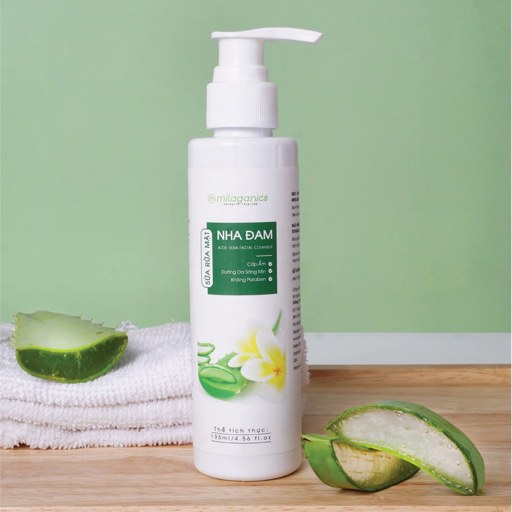 Sữa rửa mặt da khô nha đam tươi dưỡng ẩm, làm sạch dịu nhẹ MILAGANICS 135ml
