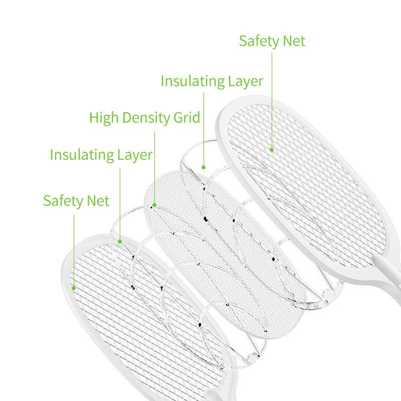 Vợt muỗi tự động kiêm đèn bắt muỗi có đèn LED, chống giật cao cấp