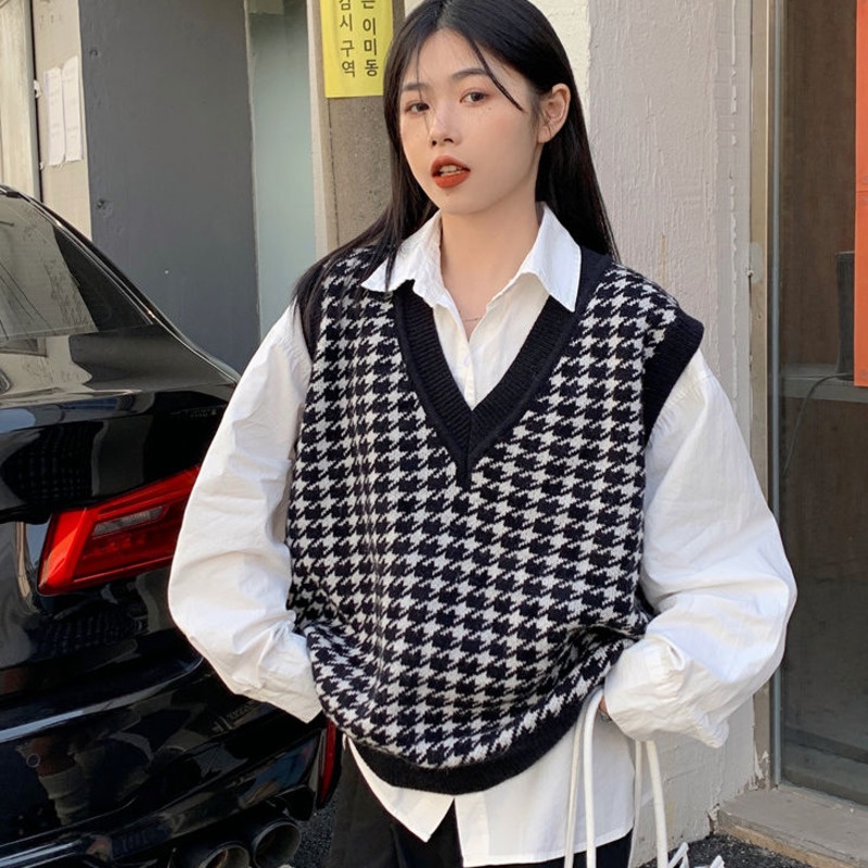 Áo len không tay dáng rộng thời trang mùa xuân mới phong cách Hàn Quốc