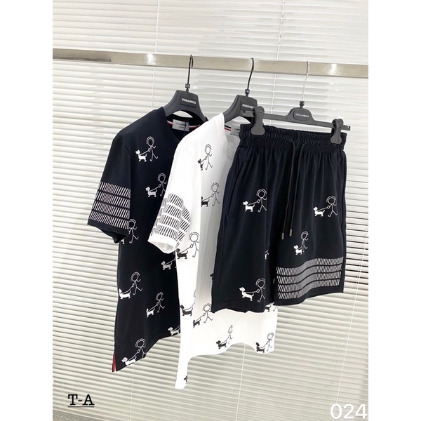 Bộ thom Brown , bộ thun dáng thể thao nam 2 màu đen trắng