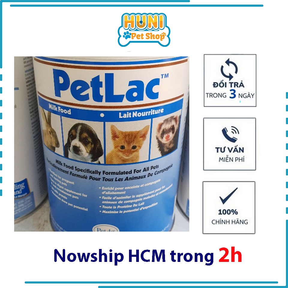 Sữa Bột PetLac, Dành Cho Chó, Mèo Và Các Loại thú cưng hộp 300gr sử dụng cho thú cưng sơ sinh hỗ trợ tiêu hóa - Huni