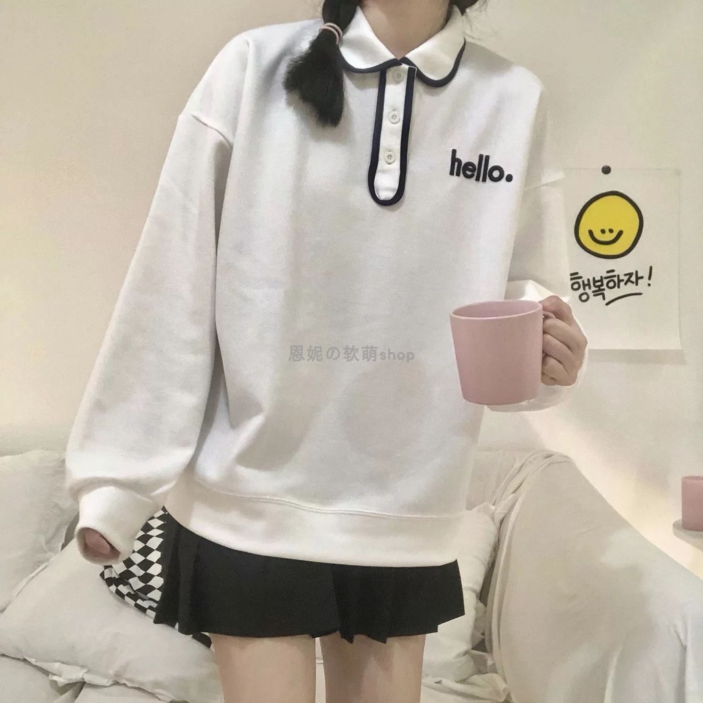 Áo Hoodie Tay Dài Dáng Rộng Thiết Kế Mới Thời Trang Theo Phong Cách Hàn Quốc Cho Nữ