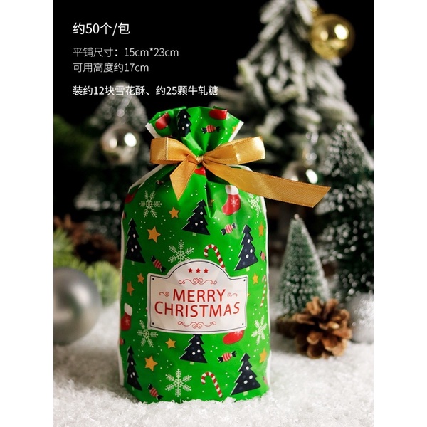 Set 10 túi rút Noel, xmas size 15 x 23.5 cm