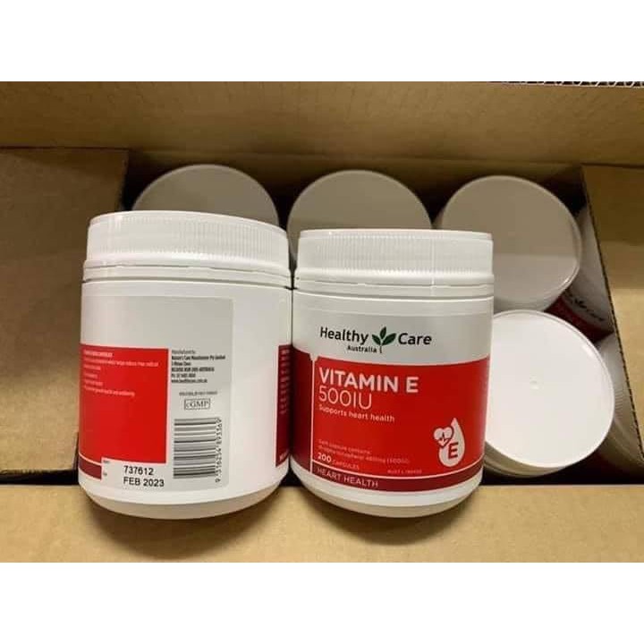Vitamin E  - hộp 200 viên 500IU- viên uống đẹp da, hỗ trợ sức khỏe tim mạch