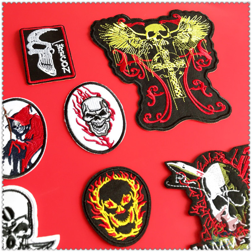 Miếng dán ủi quần áo phong cách Punk Skull Series 03