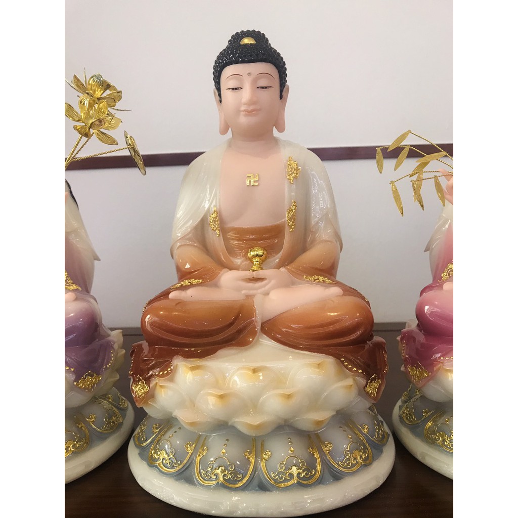 [VIDEO THẬT]TAM THÁNH NGỒI HỌA TIẾT HOA VĂN NỔI CAO 30CM