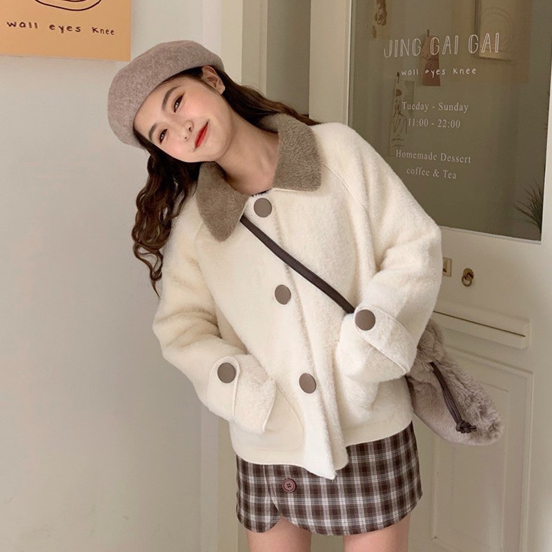 Áo Khoác Lông Mix Túi