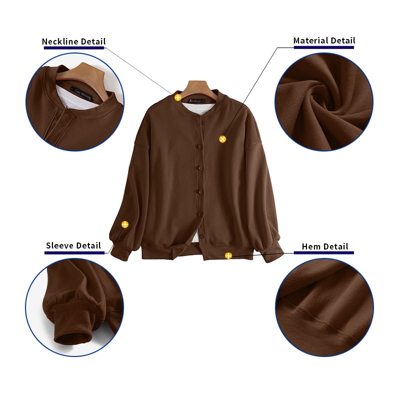 Áo khoác ZANZEA dáng rộng và dài thiết kế tay phồng cổ tròn màu trơn thời trang cho nữ