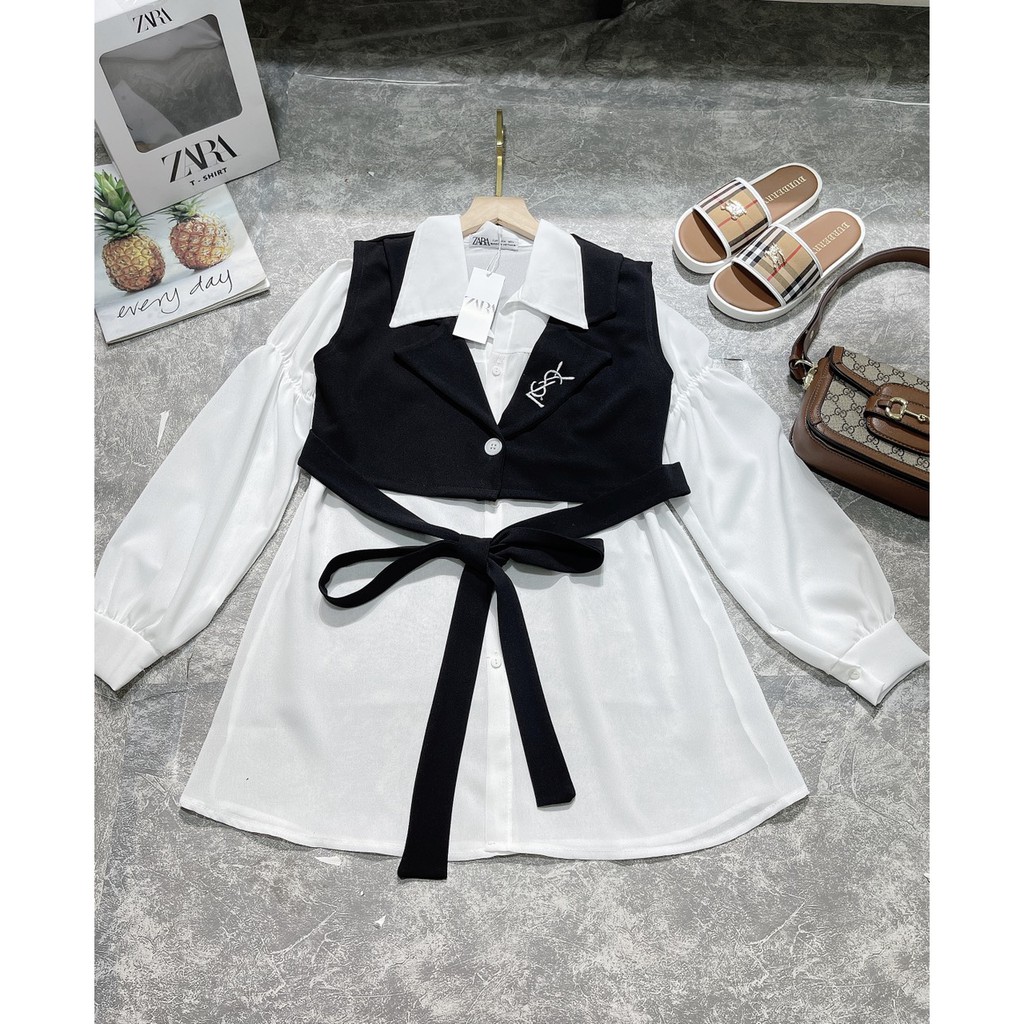 Set 2 Món Sơ Mi Gile Thêu Chữ Cực Chất | BigBuy360 - bigbuy360.vn