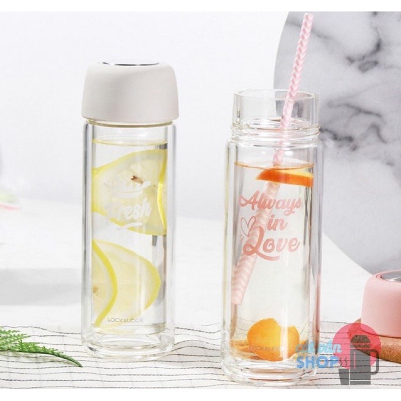Bình thủy tinh chịu nhiệt 2 lớp Lock&Lock dung tích 300ml LLG628