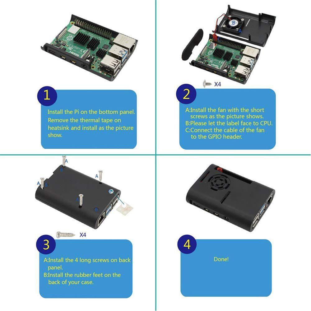 Vỏ Tản Nhiệt Màu Đen Siêu Bền ASB Cho Raspberry Pi 4 Model B, Pi 4B, Pi 4