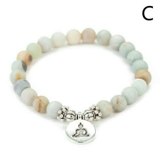 Vòng tay đá phong thủy mặt Phật - thiền yoga đá núi lửa