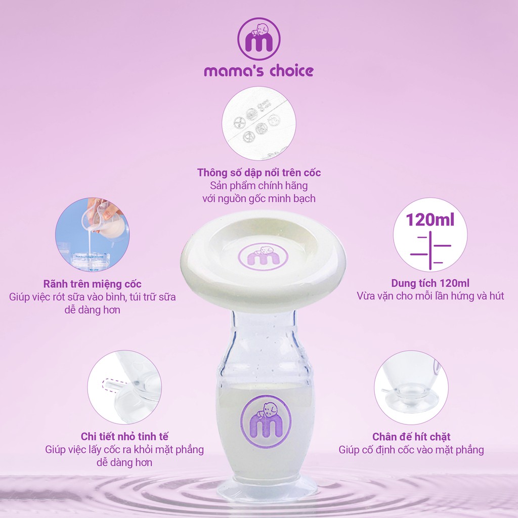 Cốc Hứng Sữa Mama’s Choice, Hút Sữa Rảnh Tay, Chất Liệu Silicone Cao Cấp, Chứng Nhận An Toàn FDA (1 Cốc)