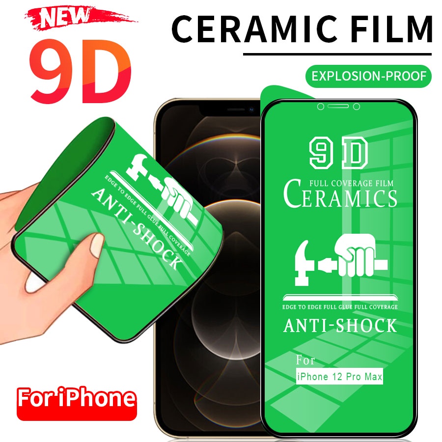 Phim gốm dẻo 9D bảo vệ toàn diện màn hình thích hợp cho iPhone 7 8 6 6s Plus X Xs Max XR 11 12 13 14 15 Pro SE 2020