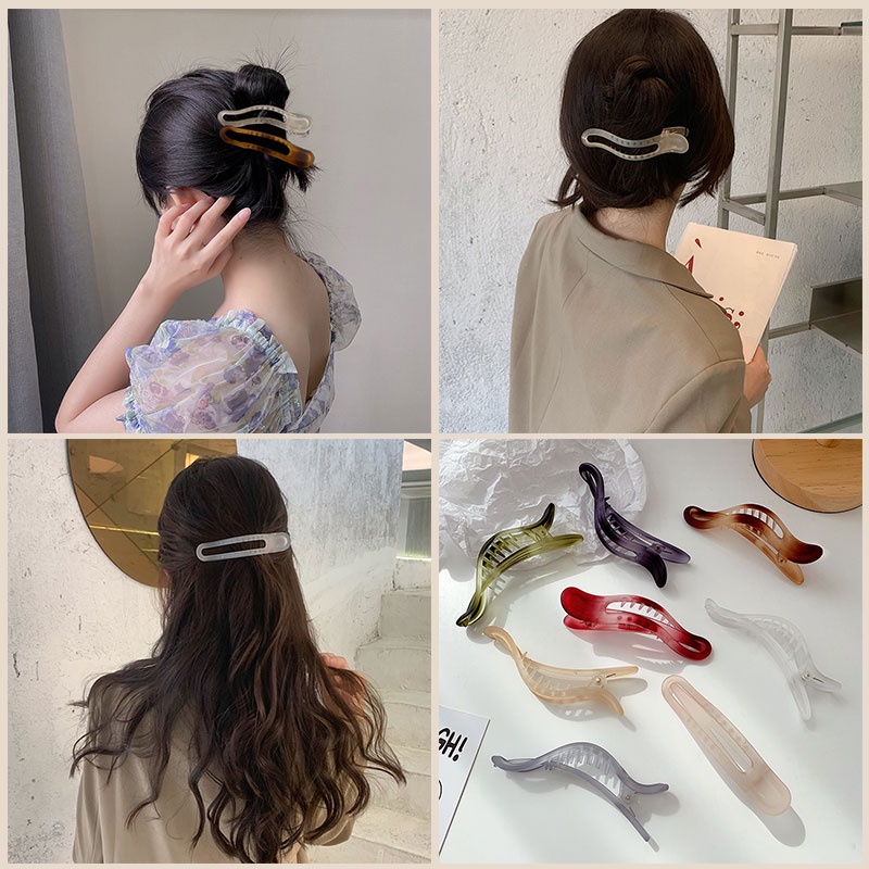 Kẹp tóc acrylic cỡ lớn phong cách Hàn Quốc thanh lịch