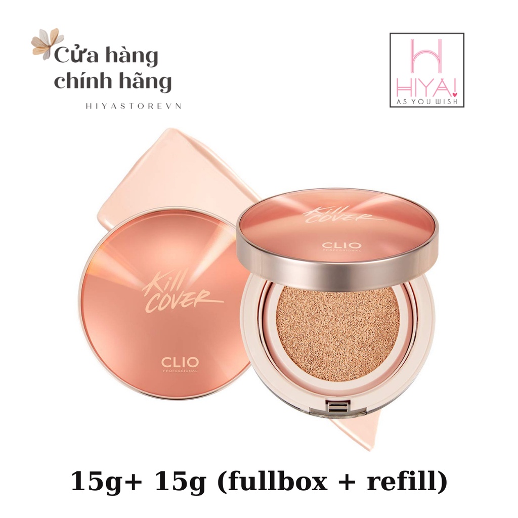 [CHUẨN AUTH] Phấn Nước Clio Kill Cover Glow Cushion SPF50+ PA++++ (kèm lõi) 15g*2