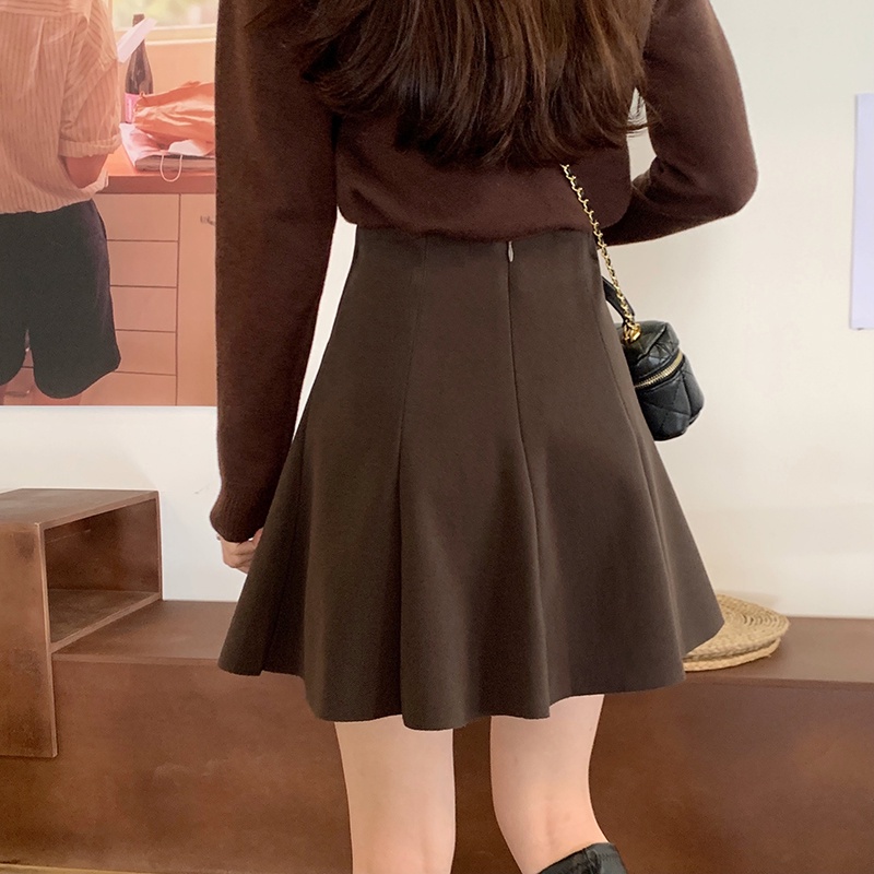 Chân váy len chữ A lưng cao phong cách retro cho nữ 46611