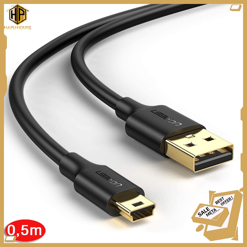 Cáp USB 2.0 to Mini USB Ugreen 10354 dài 0.5M cao cấp - Hapuhouse
