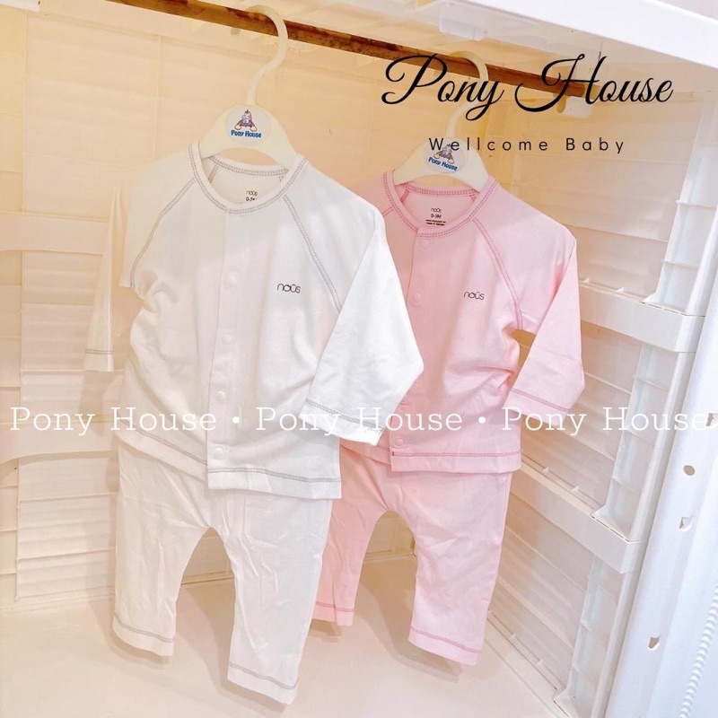 Bộ dài tay NOUS khuy giữa peptit (Newborn đến 9-12M)