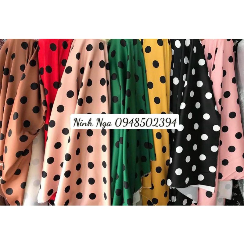 Vải taffta chấm bi to